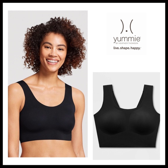 BLACK CROP BRALETTE SHAPER TANK TOP BRA A3C - Picture 5 of 8